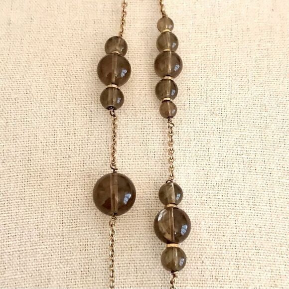 J.Crew | Smoky Topaz Bauble Station Necklace | 34” Length - Picture 2 of 3